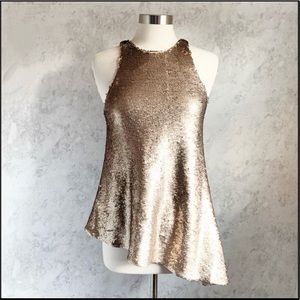 Cinq a sept metallic sequined tank